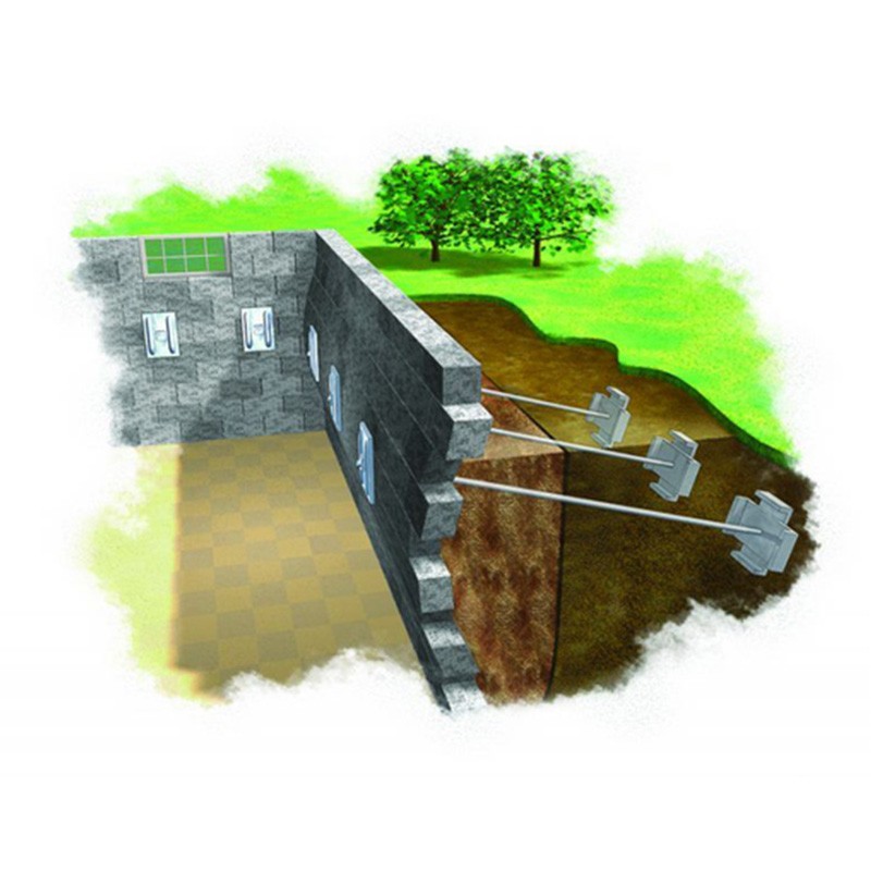 Illustration Showing Basement Wall Anchors Installed to Stabilize Foundation Walls In Louisville, KY