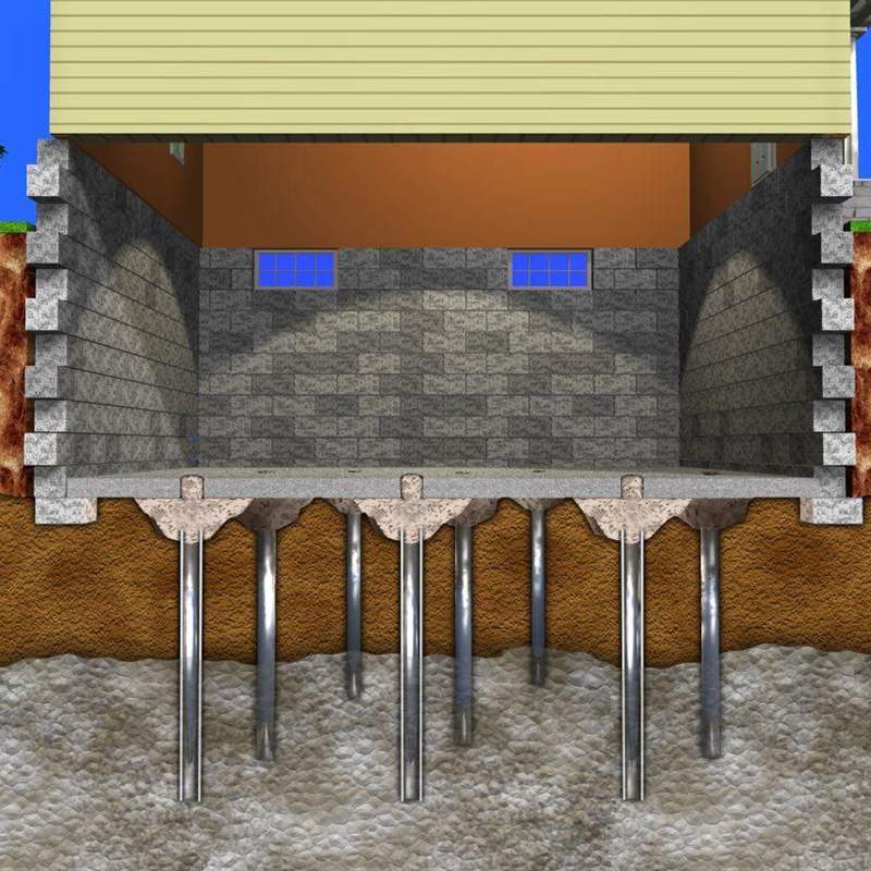 Illustration of a House Foundation with Steel Piers for Structural Support in Louisville, KY